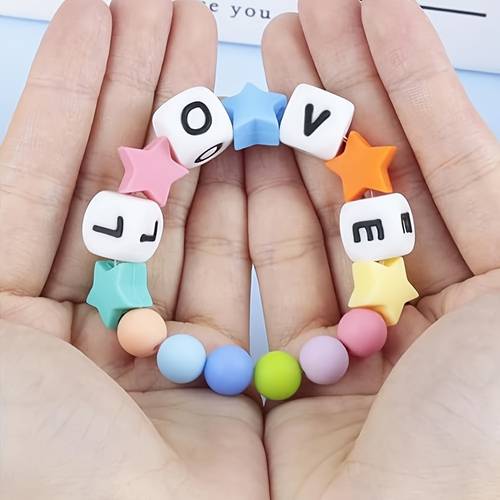 220pcs silicone letter 26 letter bead vowel letter bead 12mm silicone bead diy necklace bracelet keychain handmade diy make spell any english