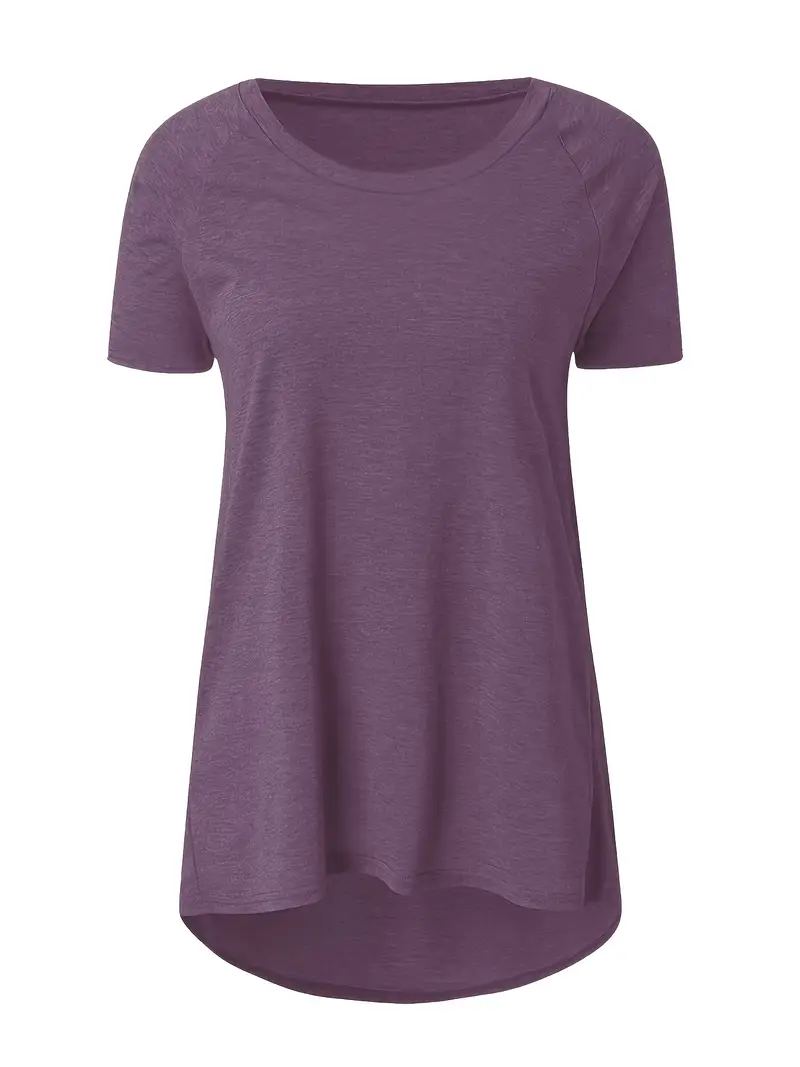 solid longline t shirt crew neck short sleeve t shirt casual womens clothing Product details 10