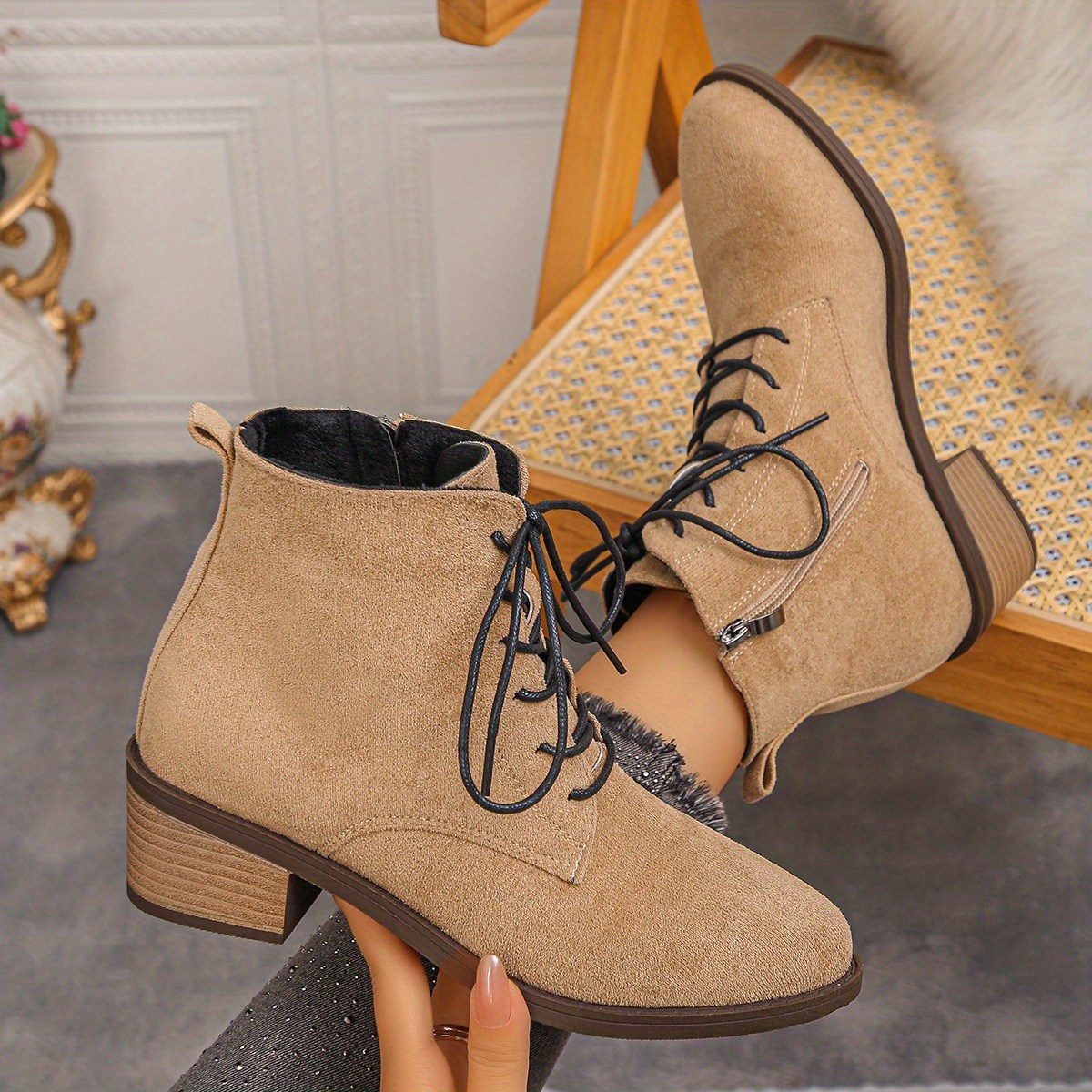 TEMU Women's Fleece-lined Mid-calf Boots, Stylish And Versatile For Autumn And Winter 2025., Women Shoes