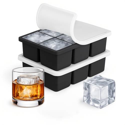 large silicone 2 pack 2 inch square ice molds with removable lids 16 large 2 inch whiskey s silicone stackable design large ideal for whiskey cocktails old