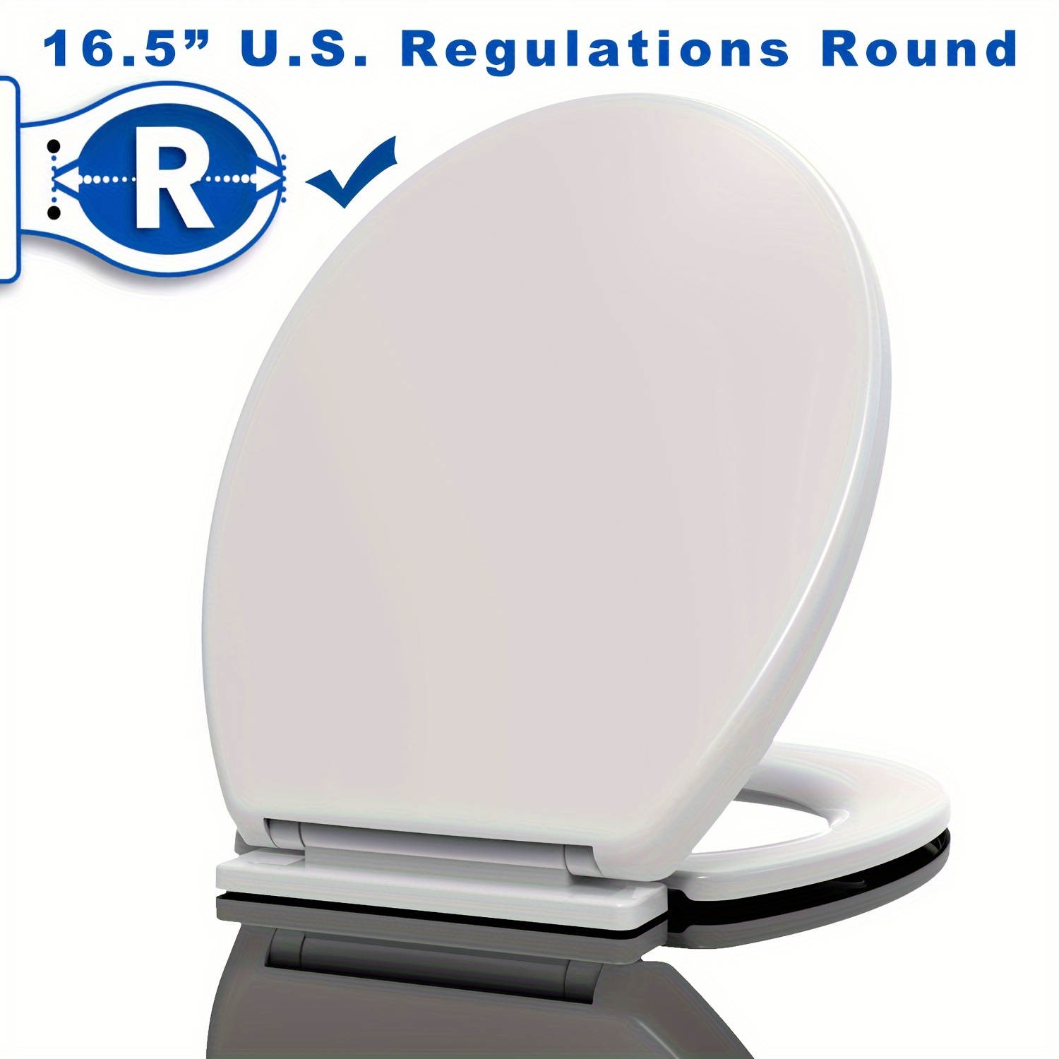 

1pc U.s. Regulations Round Toilet Seat Replacement Slow-close, Removable Adjusterable Toliet Seat, That Will Never Loosen