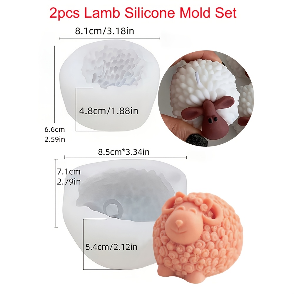 TEMU 2pcs Lamb Silicone Soap Molds Set - 3d Animal Shaped Candle Molds ( Sheep & Alpaca) For Candle, Soap, Resin And Plaster Crafts Home Decoration