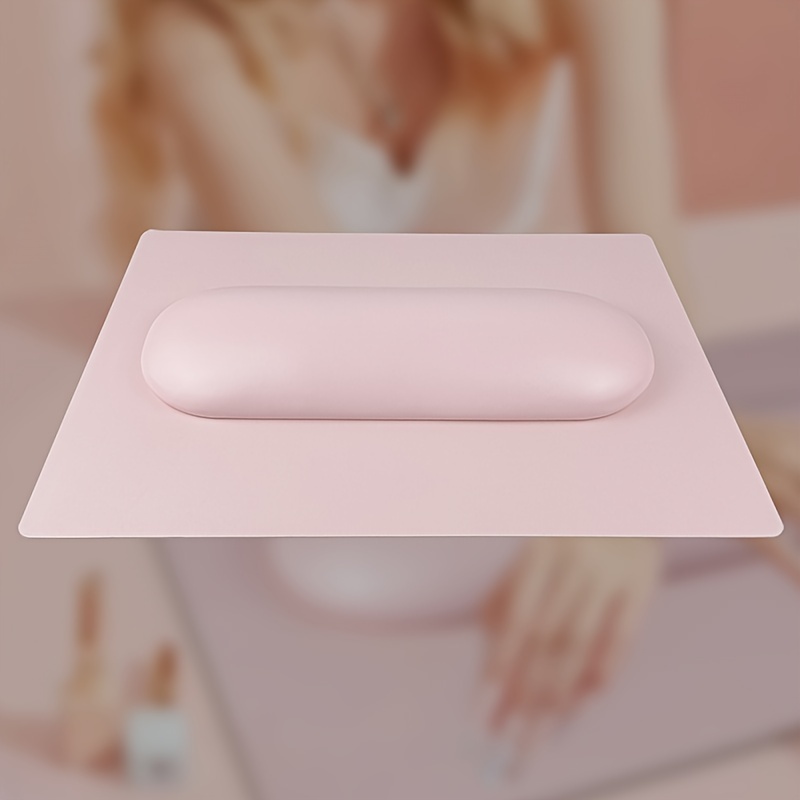 E-shop Gepolsterte Armlehne für Nageldesign, mit einem pink-weißen Marmordesign, ideal für Nagelstudios