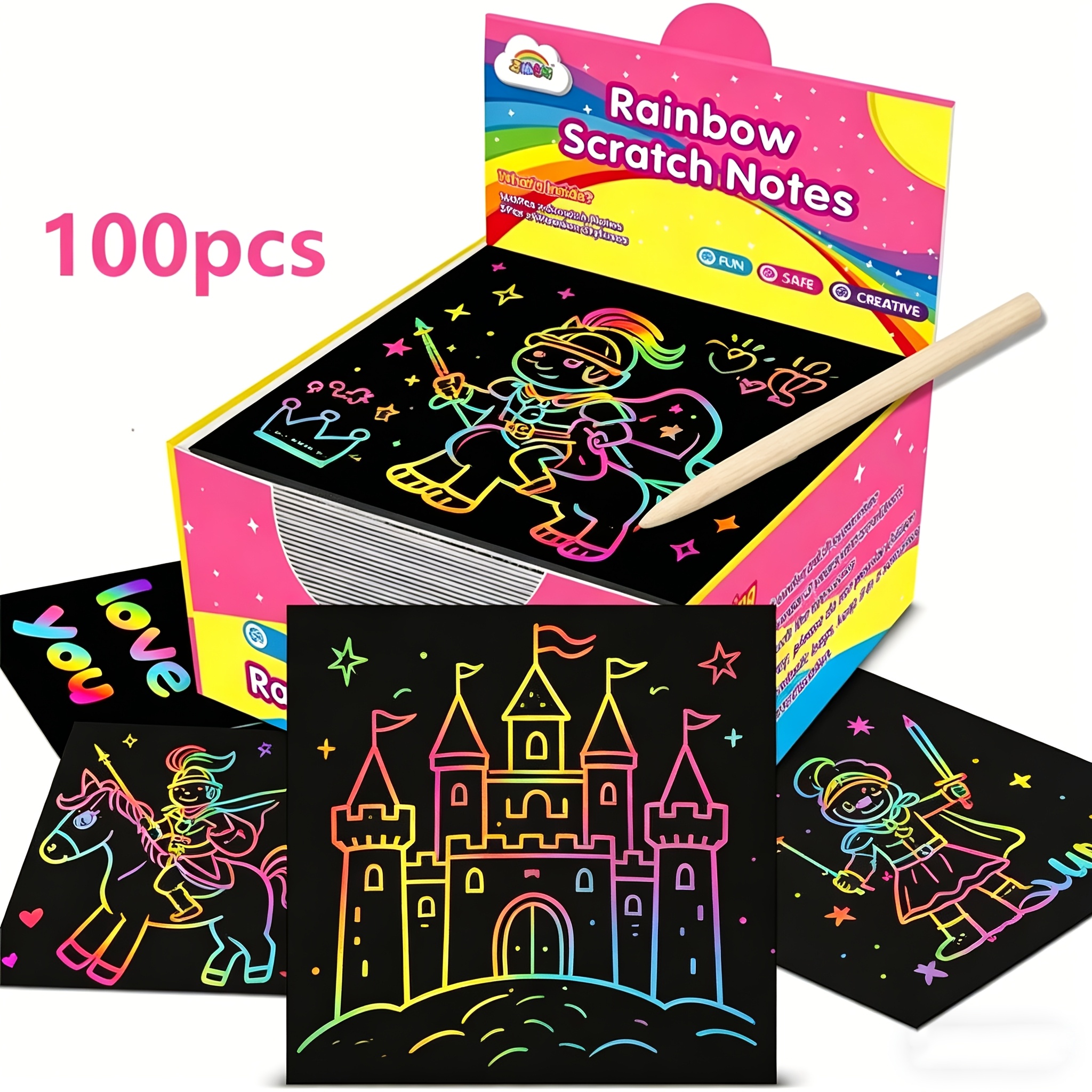 100pcs Scratch Paper Art Set for Kids