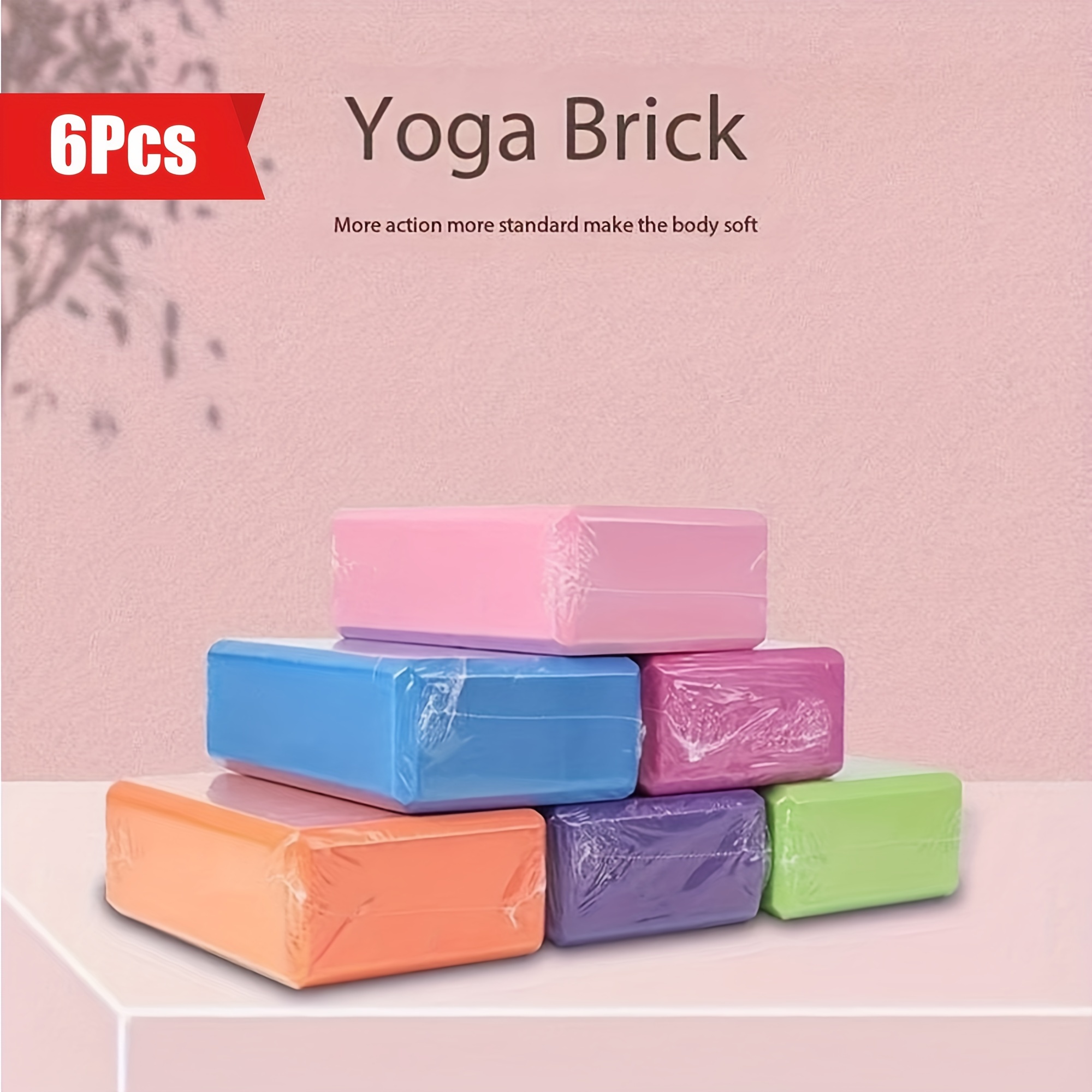 

6pcs Colorful Foam Yoga Bricks Set - Soft, Grip Enhancer, Colors, Yoga, Pilates, Stretching, And Exercises - Ideal For Beginners And Home Workouts