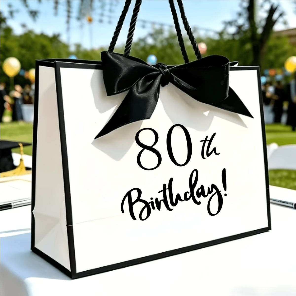 TEMU 80th Birthday Gift Bags, Pink And White Foldable Portable Handheld Gift Bags, Party Favor Bags For , Birthday Decoration Supplies, Commercial