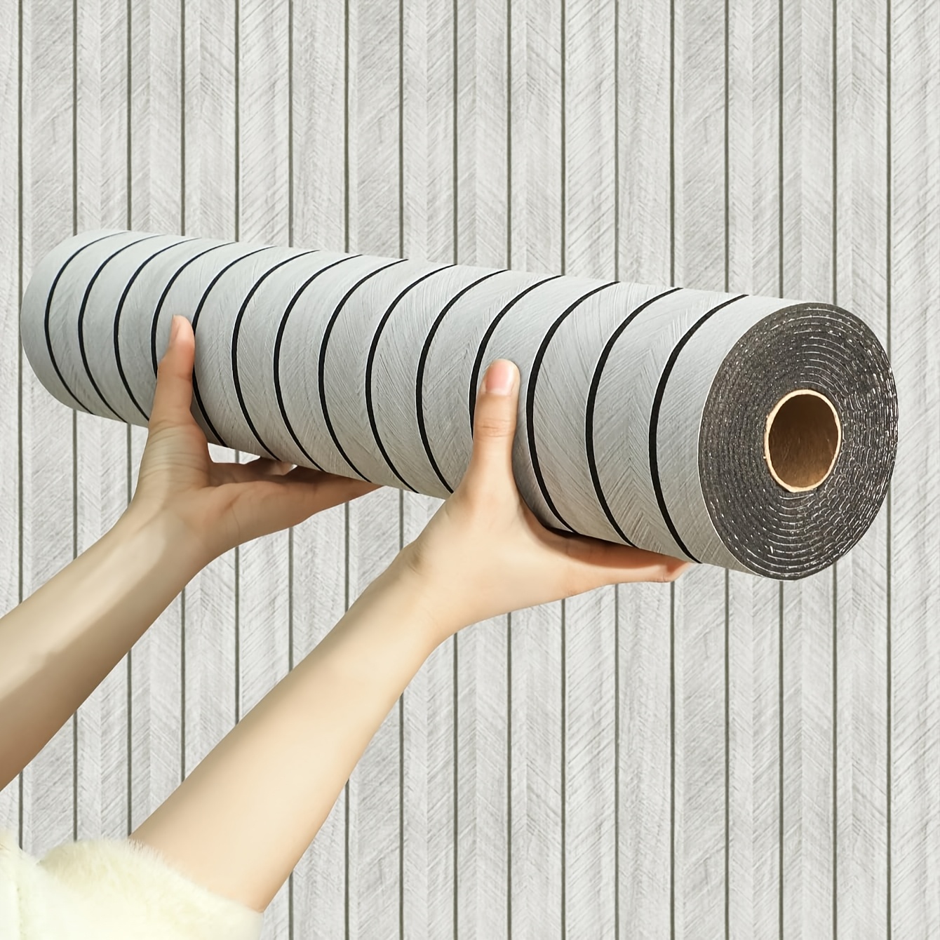 TEMU Self-adhesive Peel And Stick 3d Wood Panel Wall Sticker Suitable For , Matte Wood Grain Vinyl Tiles With Soundproof Insulation, Thick For Curved