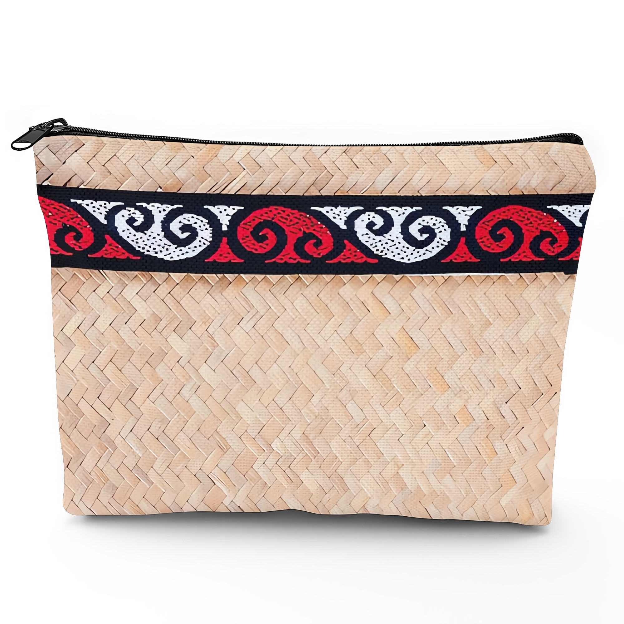 TEMU Maori Traditional Kete Makeup Bag & Travel Cosmetic Pouch - Maori Suitable For Weekend Trips, Short Getaways, Daily Use, Compact For , Cultural