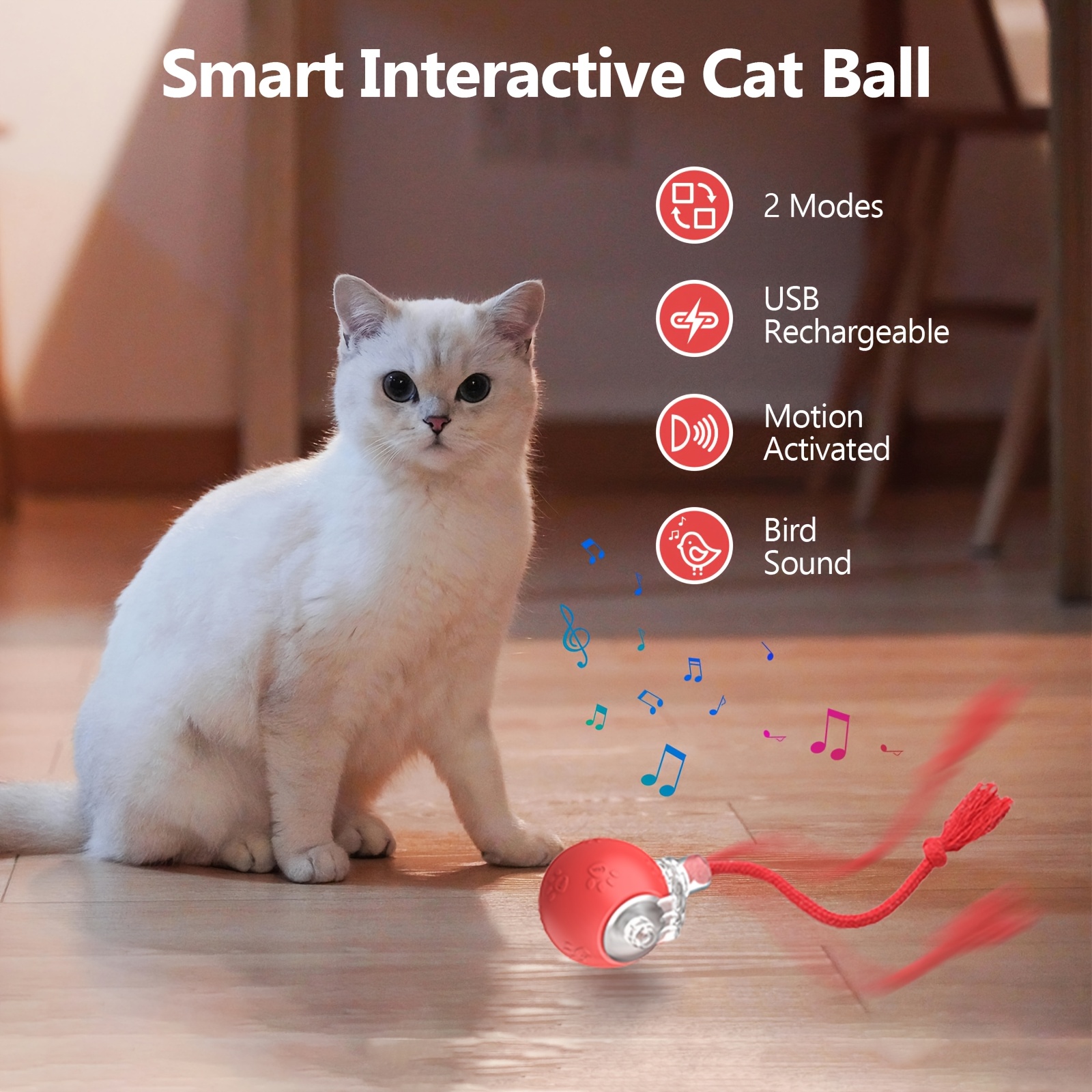 

Motion-activated Cat Toy Ball, Motion-activated Electric Cat Toy, Automatic Pet Sports Toy, Interactive Simulated , Usb Charging (long Tail)