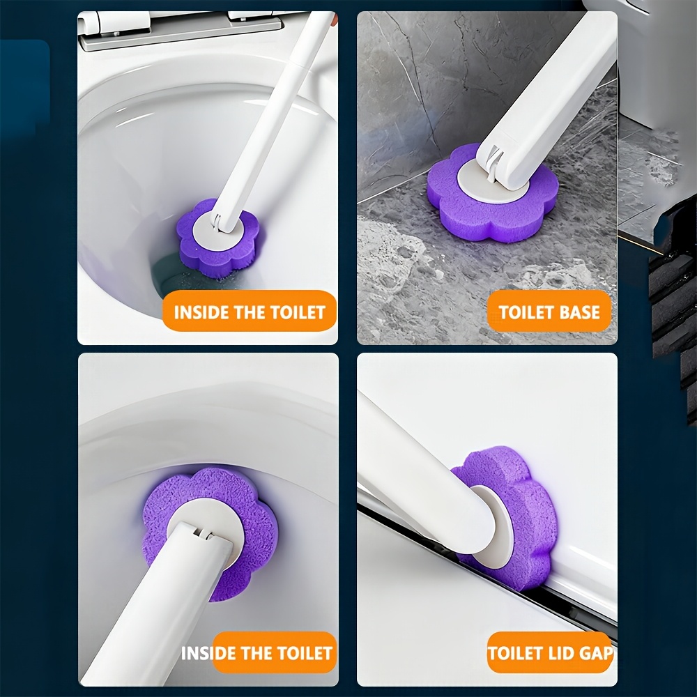 disposable toilet brush with replaceable heads modern plastic toilet and detail crevice scrubbing brush set suitable for cleaning toilet corners window   door tracks and keyboards Product details 2