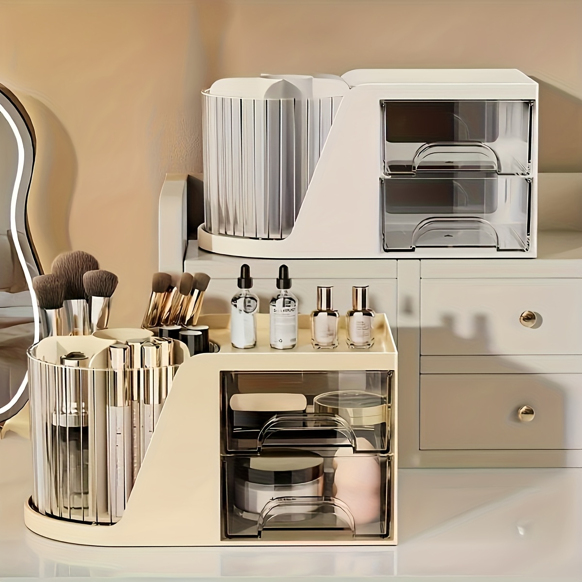 a minimalist desktop organizer featuring a pen holder and drawer structure it can rotate for   helping to create a tidy   making it a perfect gift for valentines day Product details 3