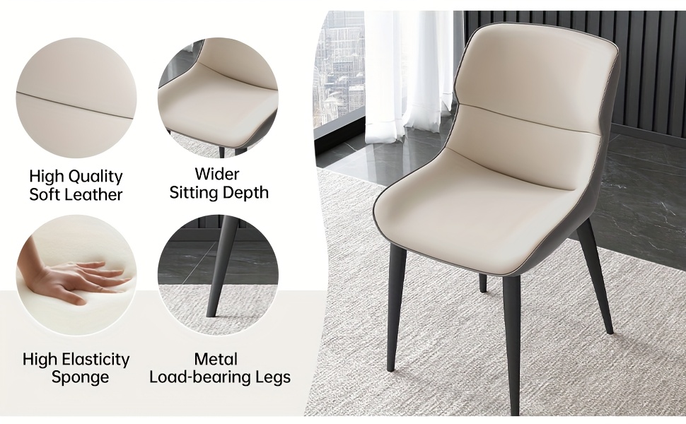 kitchen dining chair 2pcs set modern pu leather cushioned metal legs ergonomic chair suitable for indoor kitchen chairs in restaurants kitchens living rooms and breakfast rooms easy to assemble details 3