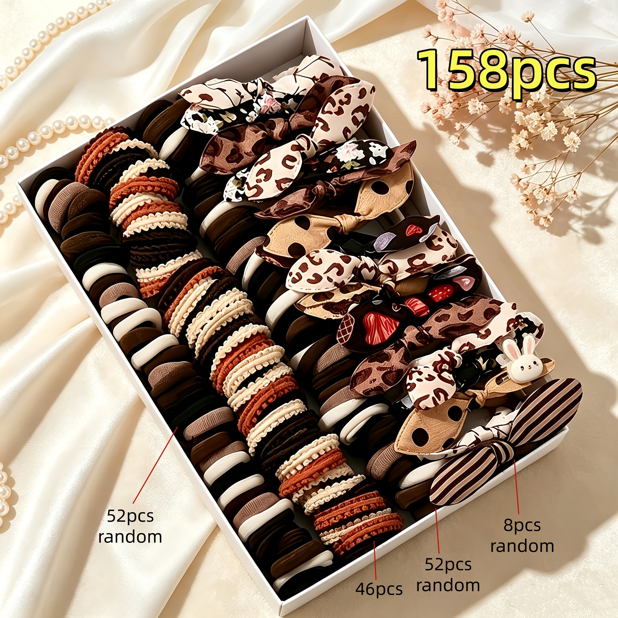 TEMU 158pcs Vintage Outdoor Multifunctional Hair Accessory Set, Random Colors, Suitable For Various Hairstyles, Autumn Winter Color Tone, Very
