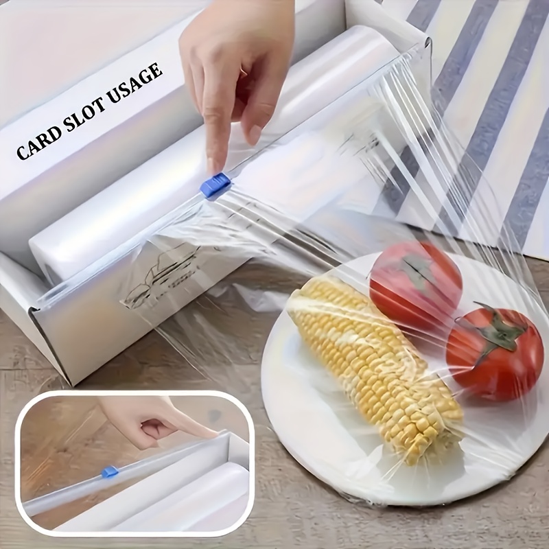 Plastic Wrap Dispenser With Slide Cutter Reusable Dispenser For