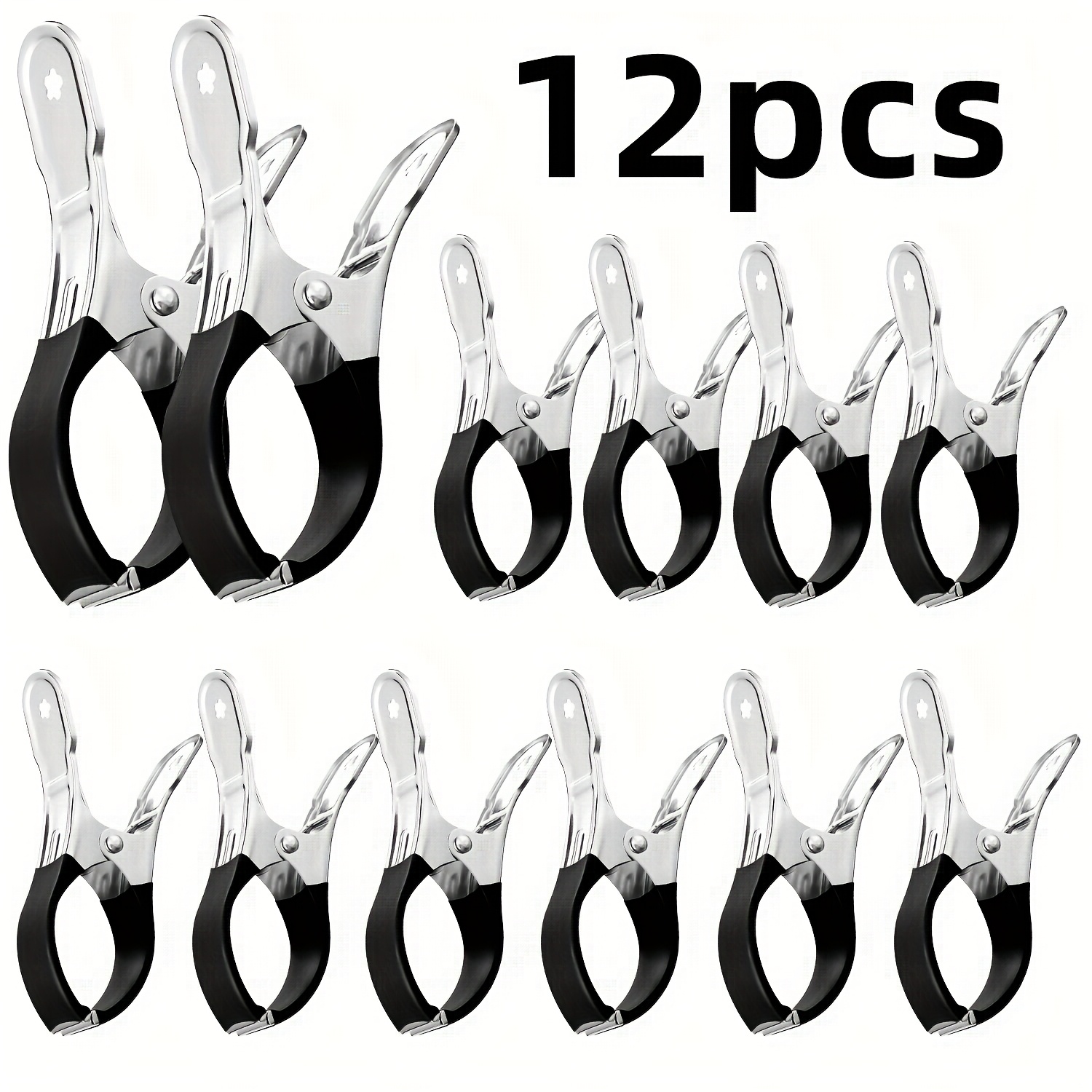 TEMU 6/12/24pcs Heavy-duty Stainless Steel Pool Clips With Non-slip Grip - Windproof Spring Clamps, -resistant For Above-ground & In-ground Pools,