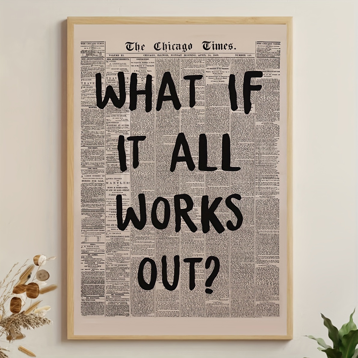

1pc Unframed Canvas Poster, Retro Art, What If It All Works Out Poster, Mental Health Quote, Self Help, Ideal Gift For Bedroom Living Room Corridor, Wall Art, Wall Decor, Winter Decor, Room Decoration