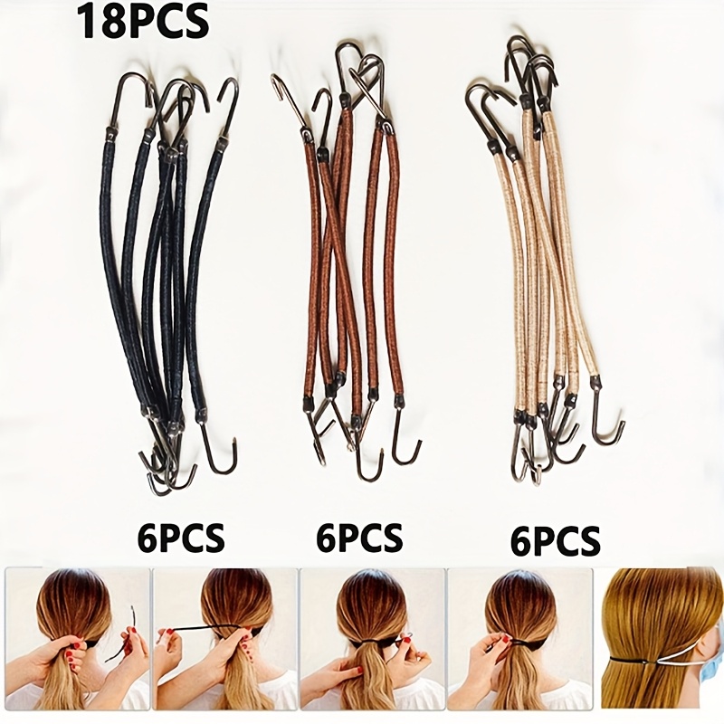 Image of Wig Coil Hair Hook, Latin Band Double Head Hook Women's Elastic Hair Band Hair Accessories Hair Band Professional Tools Elastic Band Ball Head Ponytail Elastic Hair Hook