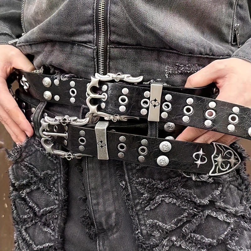 elegant vintage y2k style studded belt men women couples - Temu