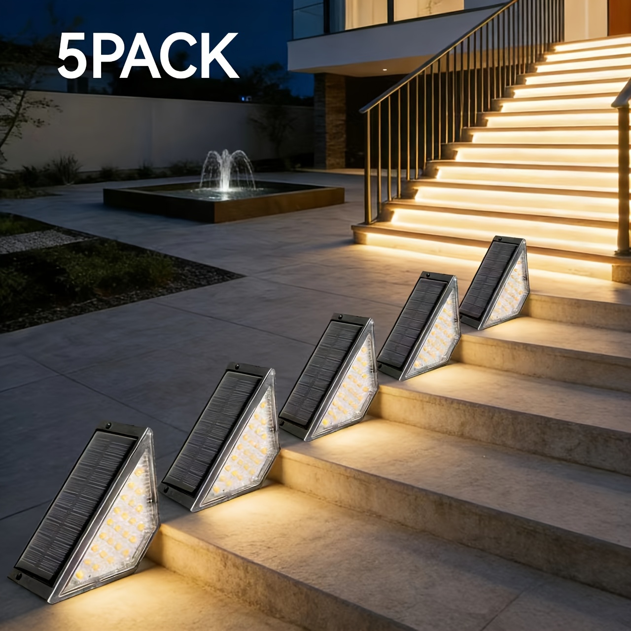 E-shop (5/) 24 LED Solar-Treppenleuchte, ABS-Material, 3,7V Lithium-Trittlicht, Solar-Treppenleuchte, Außen-Wegeleuchte, Terrassenleuchte, für