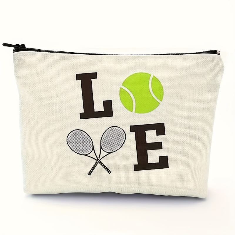 

Tennis Pattern Cosmetic Bag Makeup Bag, Zipper Pouch, Lightweight Makeup Organizer For Travel Essentials, For Men And Women
