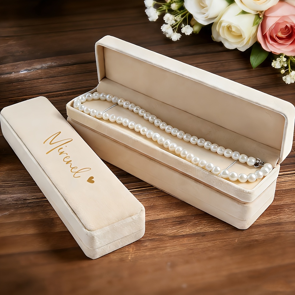 Personalized Velvet Necklace Box, Custom Name Organizer
