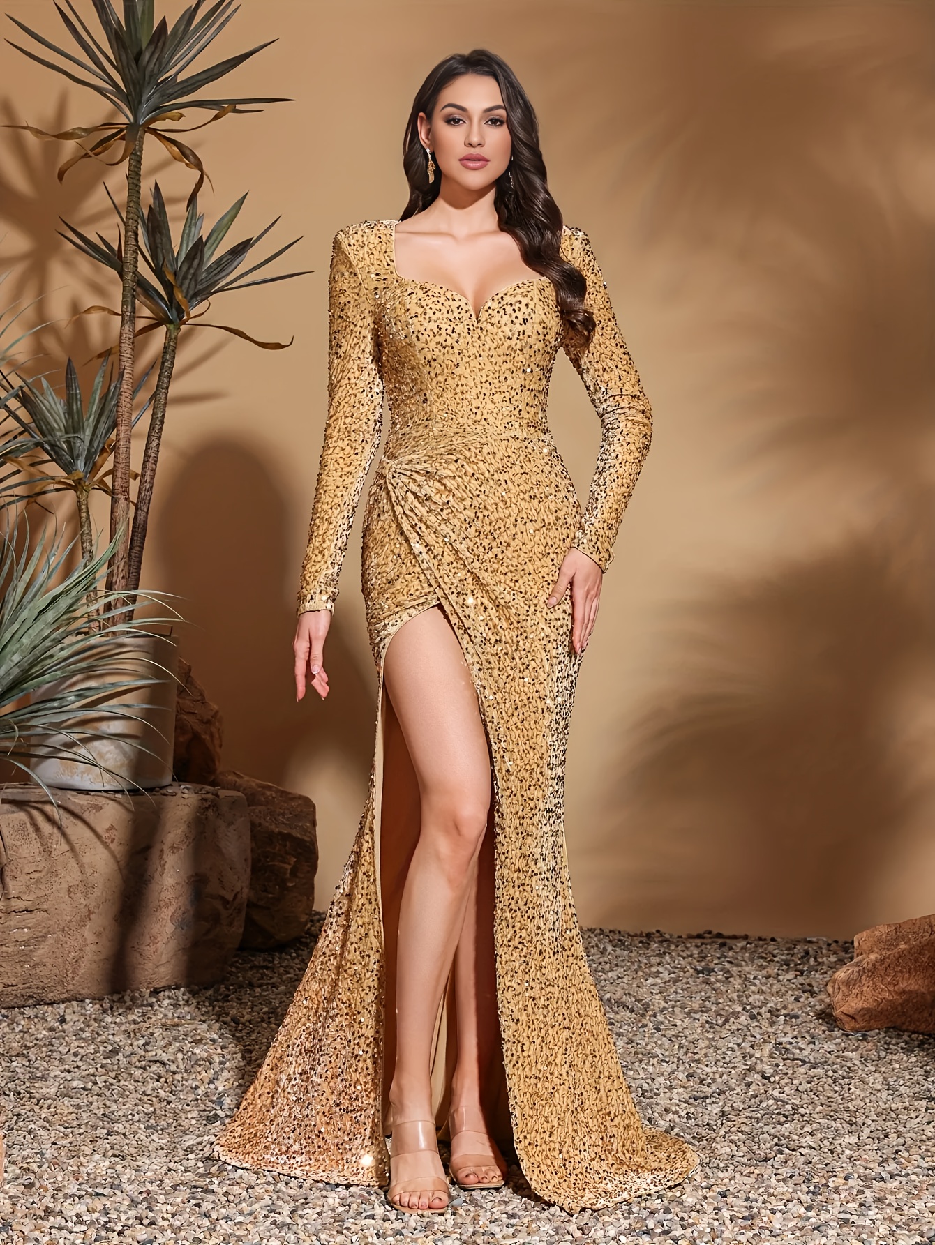 slim fit dress slacks Golden Hour Ombre Sequin Bodycon Dress – Shop Hearts main image 0