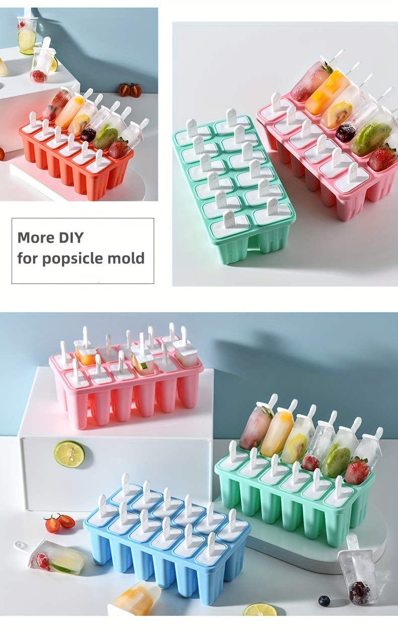 bpa free silicone  sicle maker set with 6 12 cavities   ice   molds reusable sticks cleaning brush included details 6