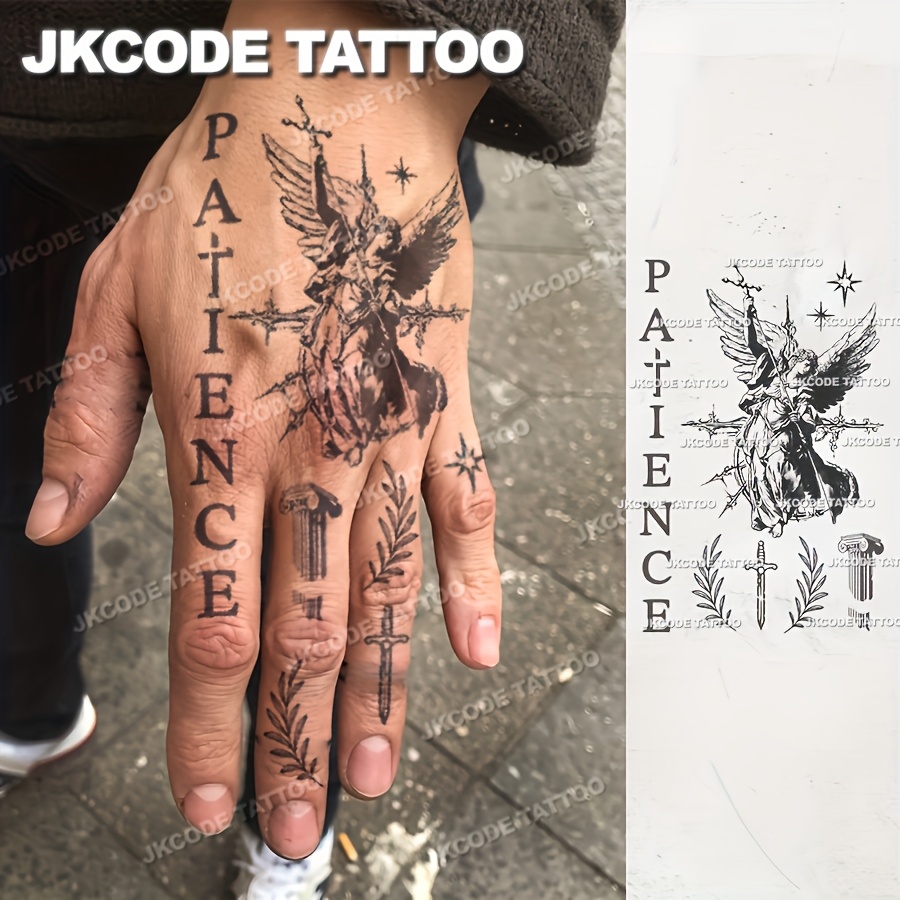 Image of Waterproof Semi-permanent Tattoos, Hands, Roman Mythology Gesso Art, Temporary Tattoos, Waterproof, Realistic Fake Tattoos, Botanical, Finger Tattoos, Magic Tattoos, Lasts 1-2 Weeks, Tattoos For Men