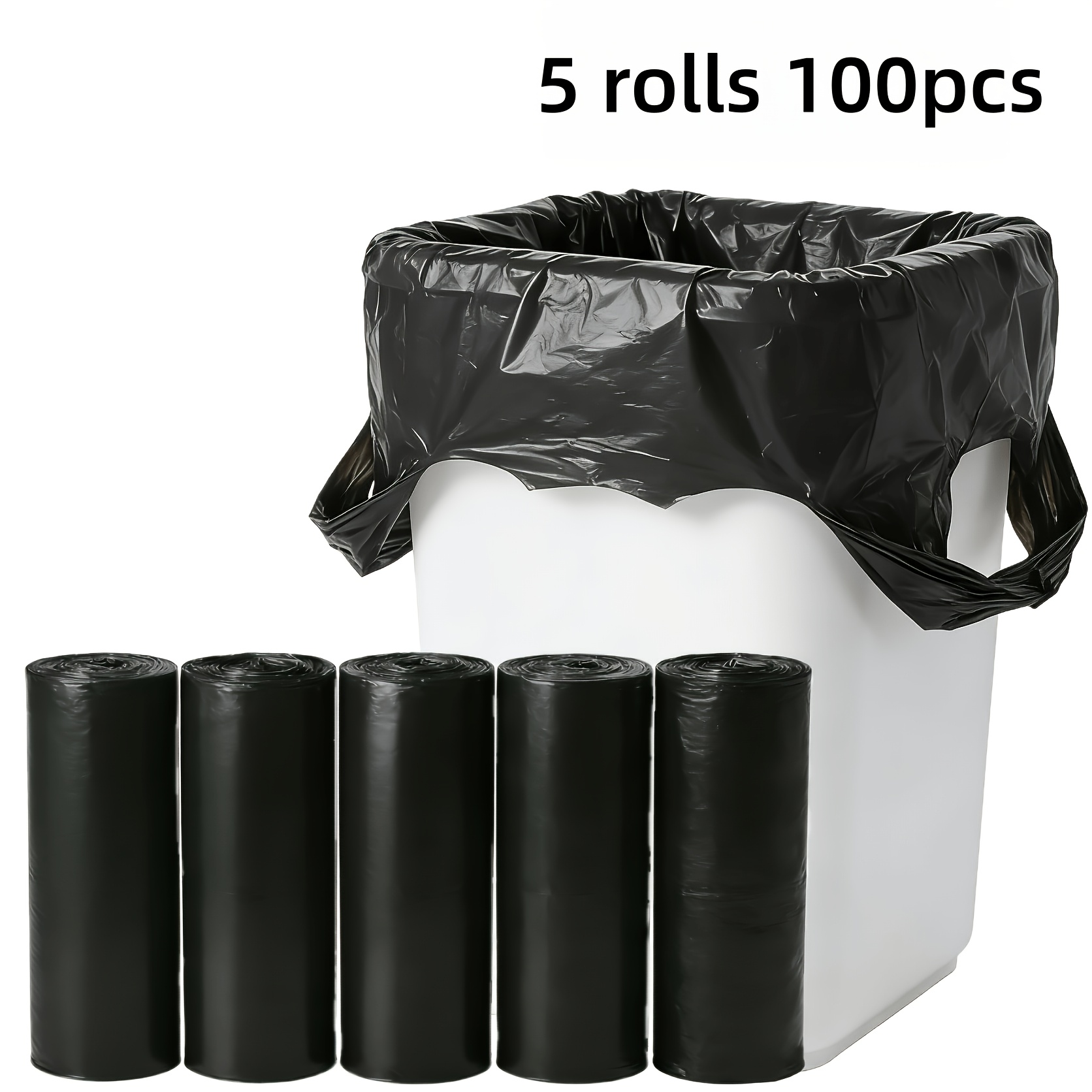TEMU 5 Rolls Of 100pcs Thickened Vest-style Garbage Bags, With For Easy Carrying, Compatible With Various Storage Containers, Suitable For Kitchens,