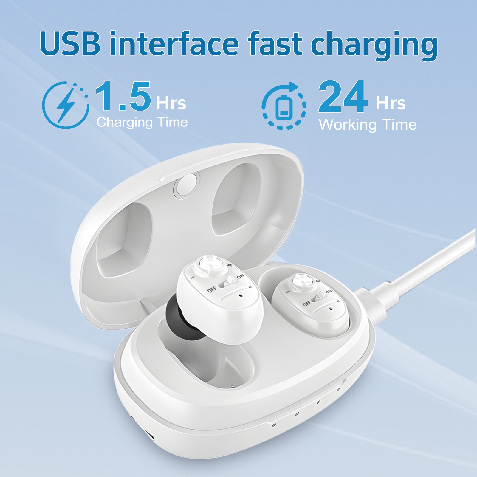 2+1pc Hearing Amplifier, USB Rechargeable With Charging Box, Adjustable Volume Control, Invisible In-ear Sound Amplifier, Long Battery Life, Suitable For Daily Outdoor And Family Gatherings, Call - Image 4