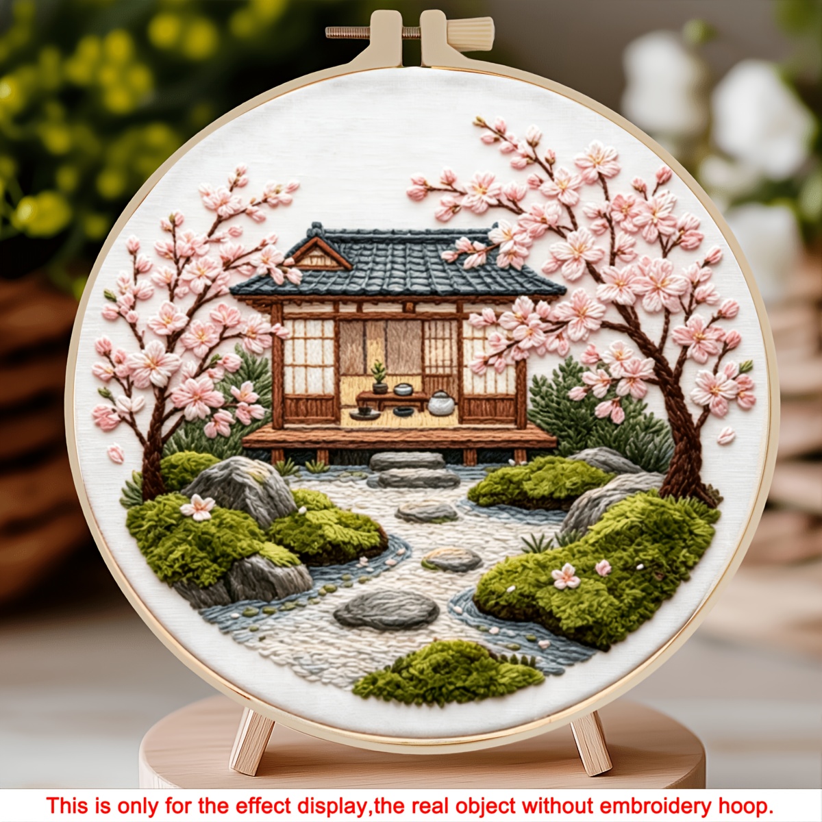 TEMU 1 Set Embroidery Kit Japanese Courtyard Handmade Material Pack Beginner Full Tool Landscape Home Decoration Decompression Handmade Hanging