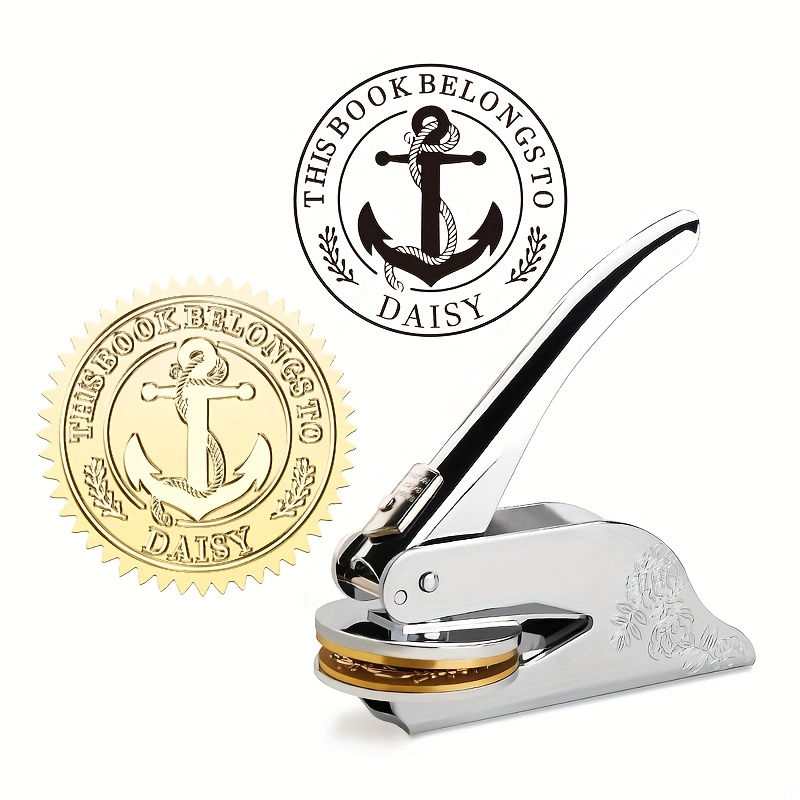 TEMU 1pc, Custom Patterned Embossed Stamp, Other Series, Silvery Portable Stainless Steel Pliers, No Ink, Marriage Invitation Letter, Book Embossing,