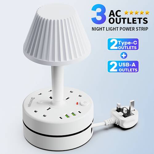 a 3 board power socket power strip with 2 usb usb c ports with a desk lamp compatible with 220v 240v power 3250w 13a 1 8 suitable for home kitchen outdoor hotel office