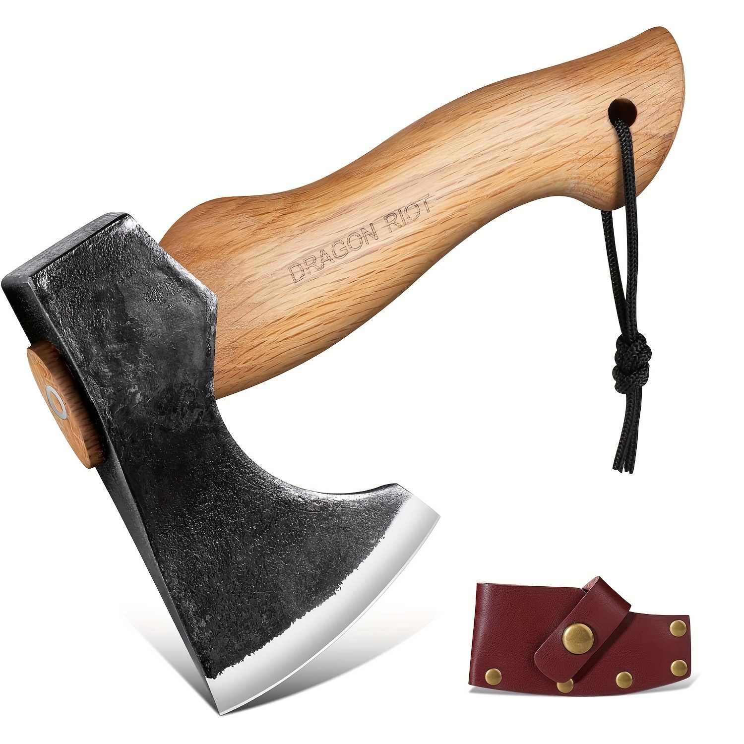 

8.5 Inch Camping And , Bushcraft Axe For Wood Splitting And , Hand Carbon Steel Axe, Ash Wood Handle, Retro Sheath With Gift Box