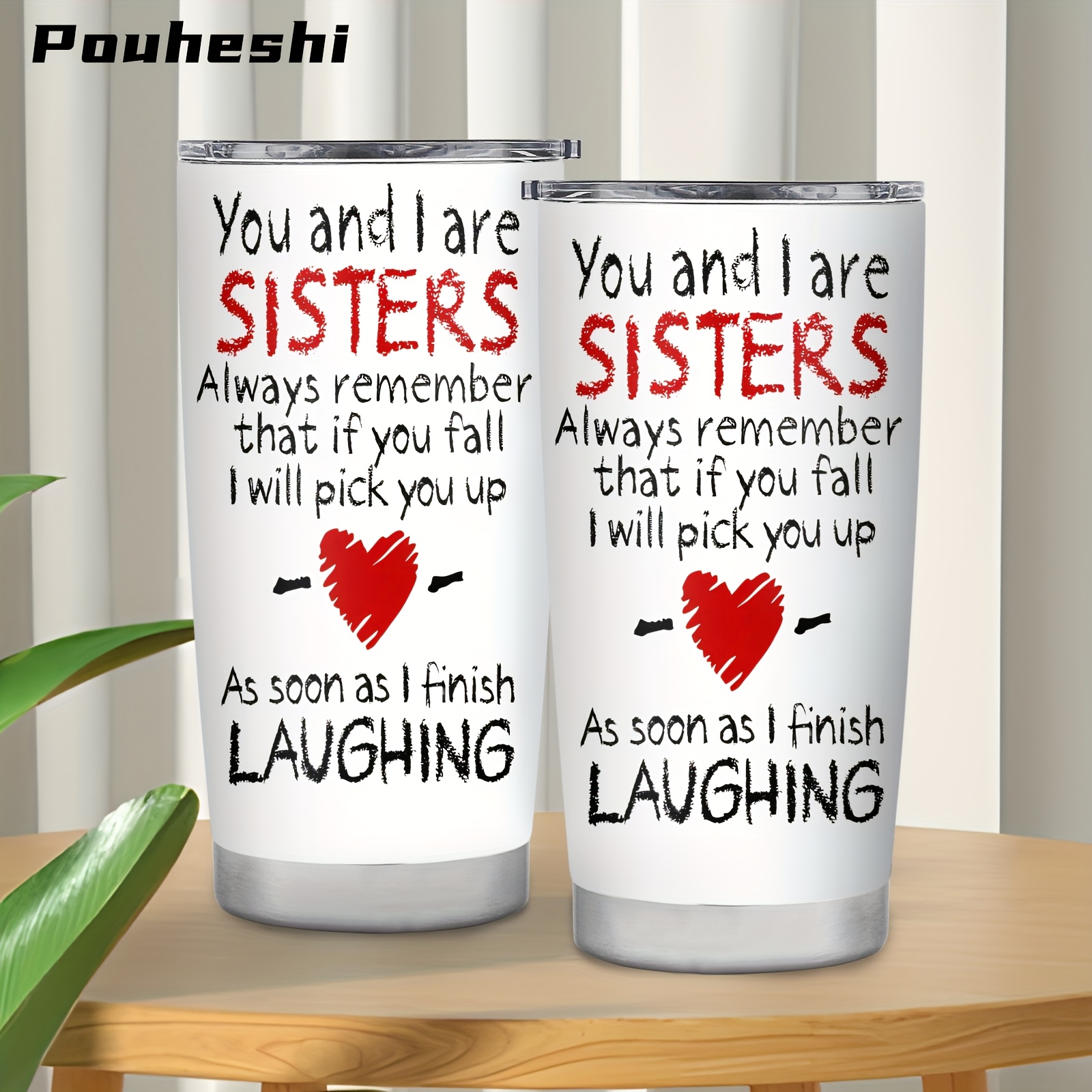 TEMU 1pc Sister Birthday Or Graduation Gift Cup - Funny Sister Quotes, Insulated Stainless Steel Water Bottle (20oz/591ml), Spill-proof Lid - Drinks
