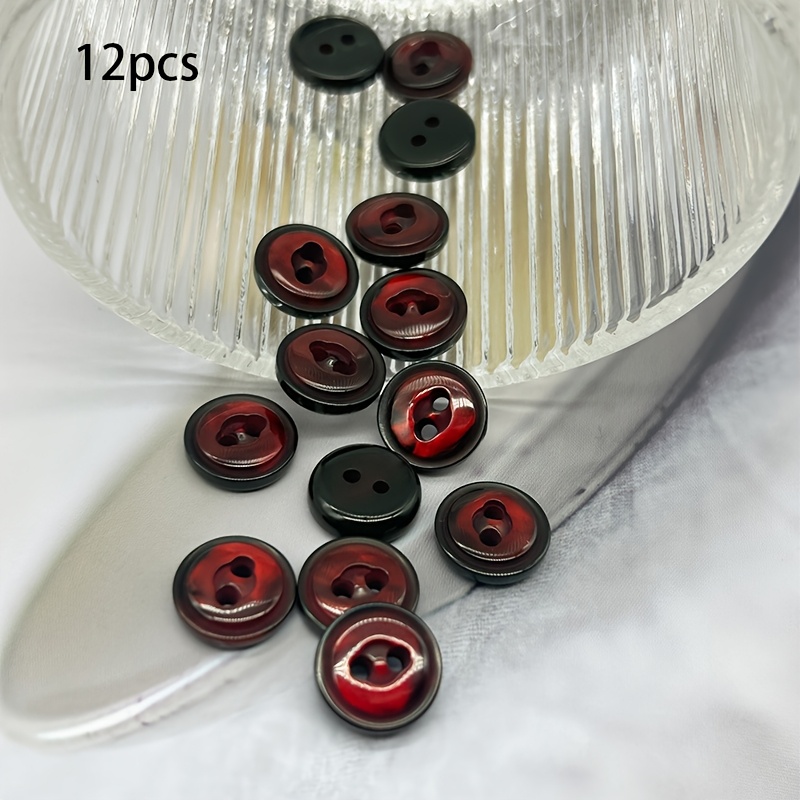 TEMU 12pcs (12pcs) Handmade Vintage Resin Buttons - 11mm Suitable For Sewing,, Diy Crafts | Durable Decorative Fasteners With,,,, Caps For S, Bags,