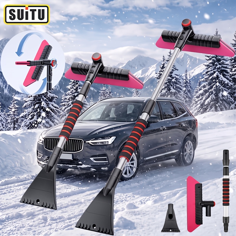 TEMU Suitu Car-mounted Multi-functional Snow Shovel, Equipped With An Ergonomic Handle And Detachable Ice Pick Head. A Practical Winter Car Tool