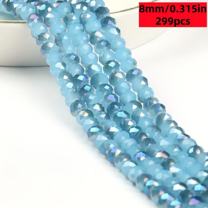 TEMU 299pcs Cut Beads - Lake Blue (suitable For Making, Necklace & Bracelet Beads, Spacers) - Polishable Glass Beads For Stringing, Loose Beads For