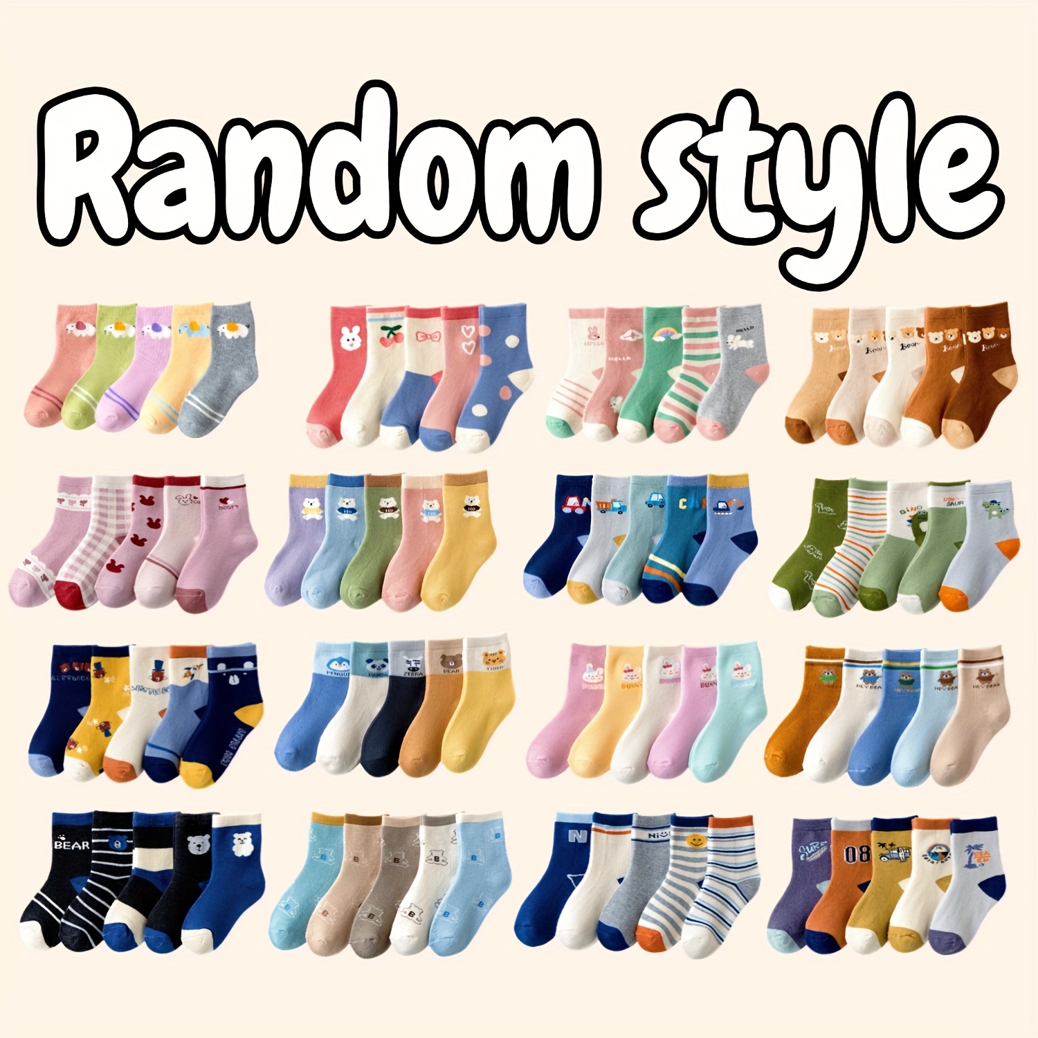 Image of 10/20 Pairs Of Random Styles, Children's Winter Thickened Warm Socks, Cute Cartoon Student Socks, Cold And , Elastic And Softboys And Girls Winter Socks, -match Party Socks, Gift Socks