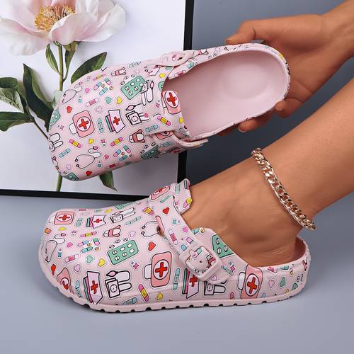 womens high quality eva clogs cute print closed toe mules adjustable slides for casual attire women shoes