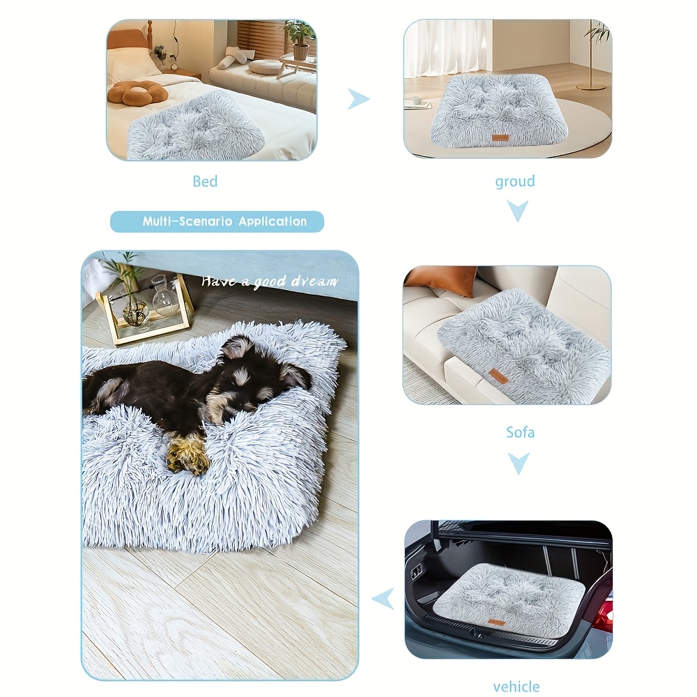 1pc extra large fleece lined dog bed cat mat thickened comfortable warm polyester easy to remove washable square   dog breeds sizes pet bedding   furniture plush pet furniture durable pet furniture Product details 5
