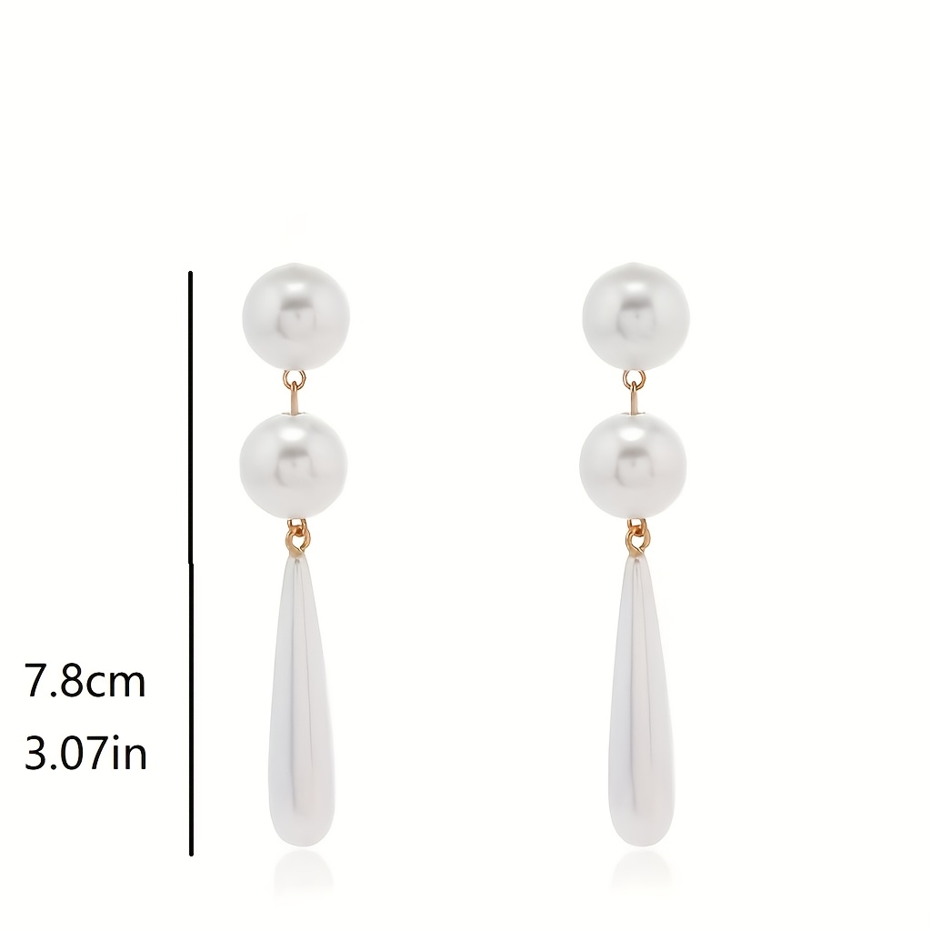 Elegant Classic Faux Pearl Double Pearl Long Drop Tassel Earrings