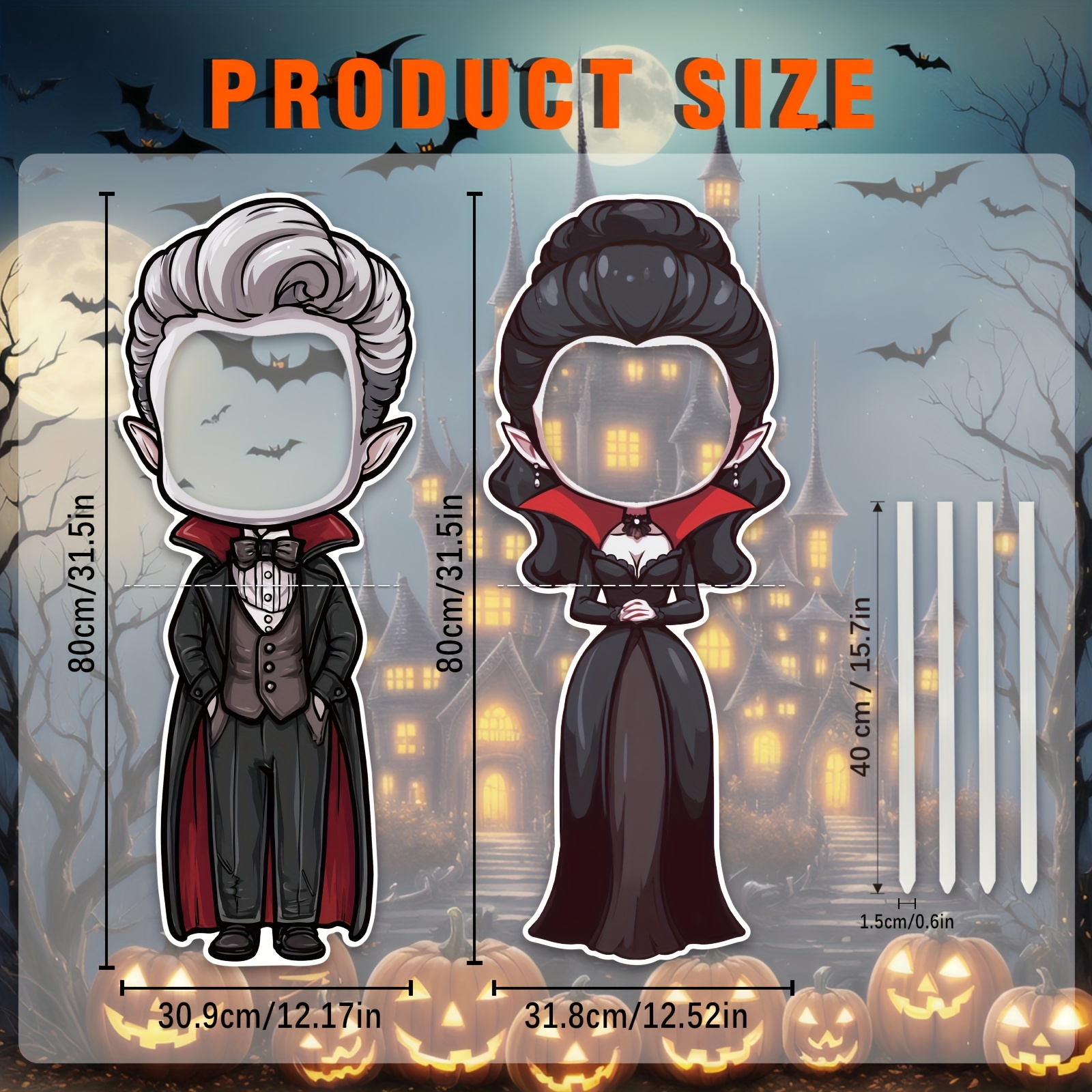 Image of 2d Flat 2pcs Halloween Outdoor Lawn Yard Sign, Photo Prop, Holiday Party Decoration, Suitable For Road, Garden, And Yard Signage Display, A Spooky Halloween Atmosphere, Creative Gift