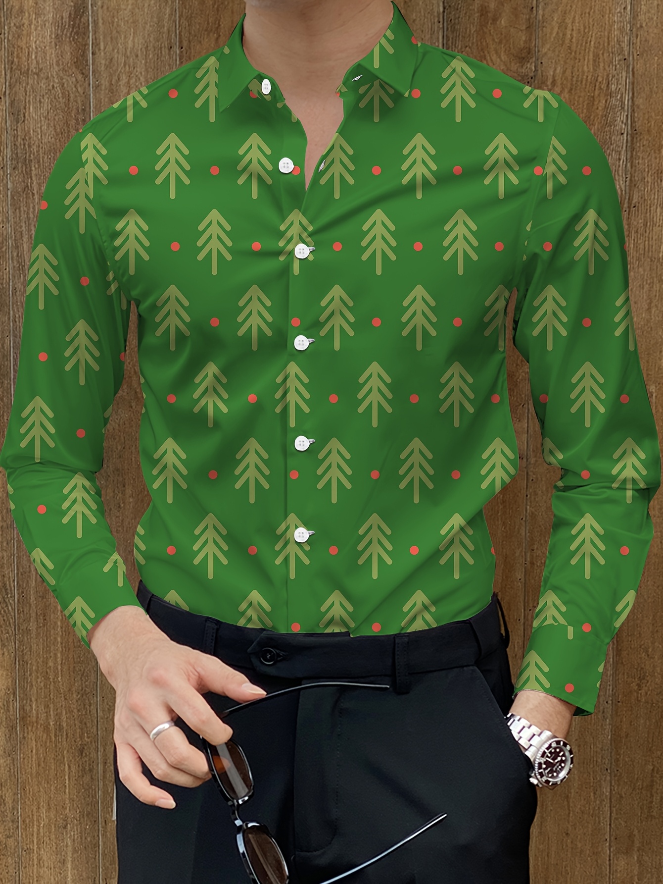 slim fit dress slacks Ryan Dress Shirt Green Christmas Plaid – The Sugarplum Tree main image 0