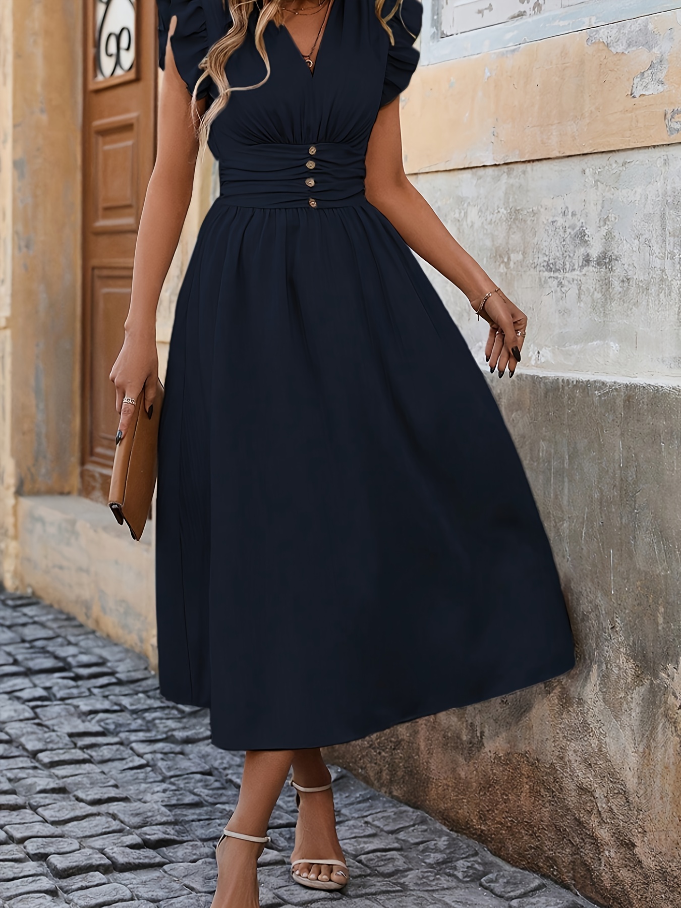 sachin and babi light blue dress BDG Special Treatment Drop Waist Short Sleeve Shirt Mini Dress in Blue