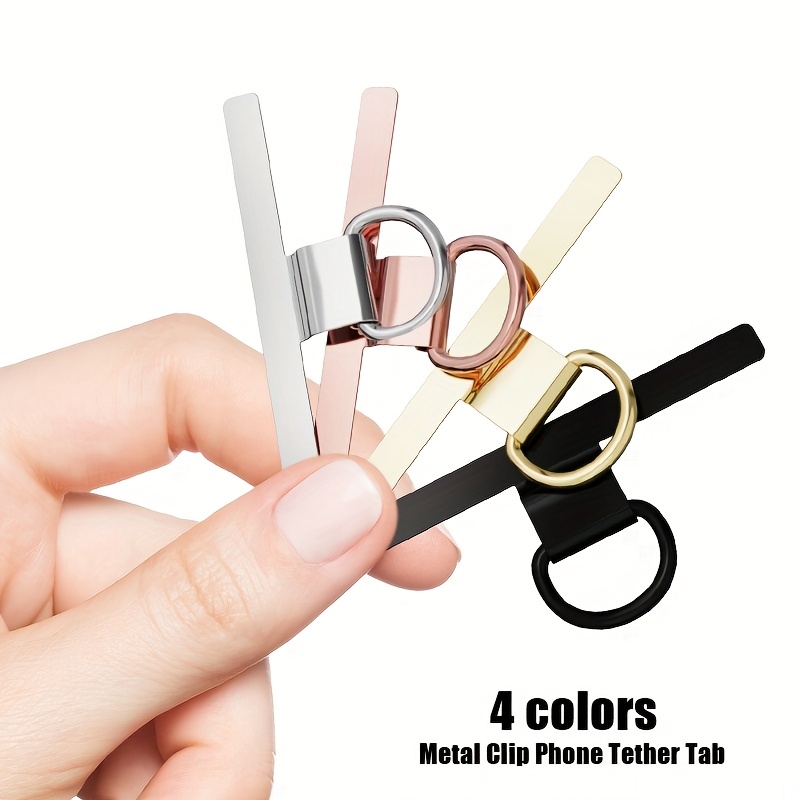 4pcs stainless steel phone grip lanyard attachment universal size smartphone set with secure clip on wrist strap holder elegant safety and fashion accessory