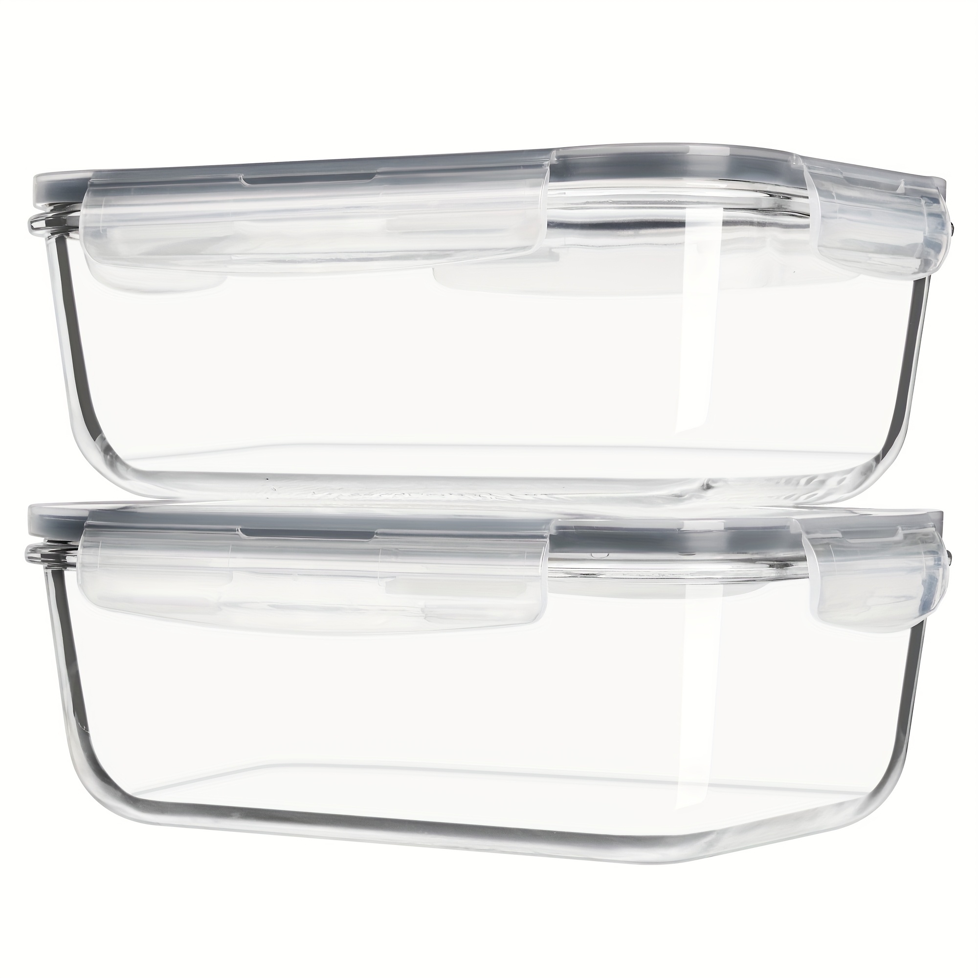 TEMU 2pack 1860ml/ 63oz Large Glass Storage Containers With Lids, Baking Container With Snap Airtight Lids For Microwave, Oven, Meal Prep Food
