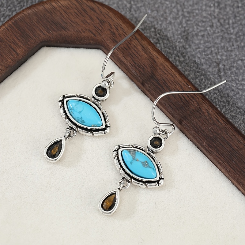 Elegant Synthetic Turquoise Earrings, Exquisite Banquet Jewelry