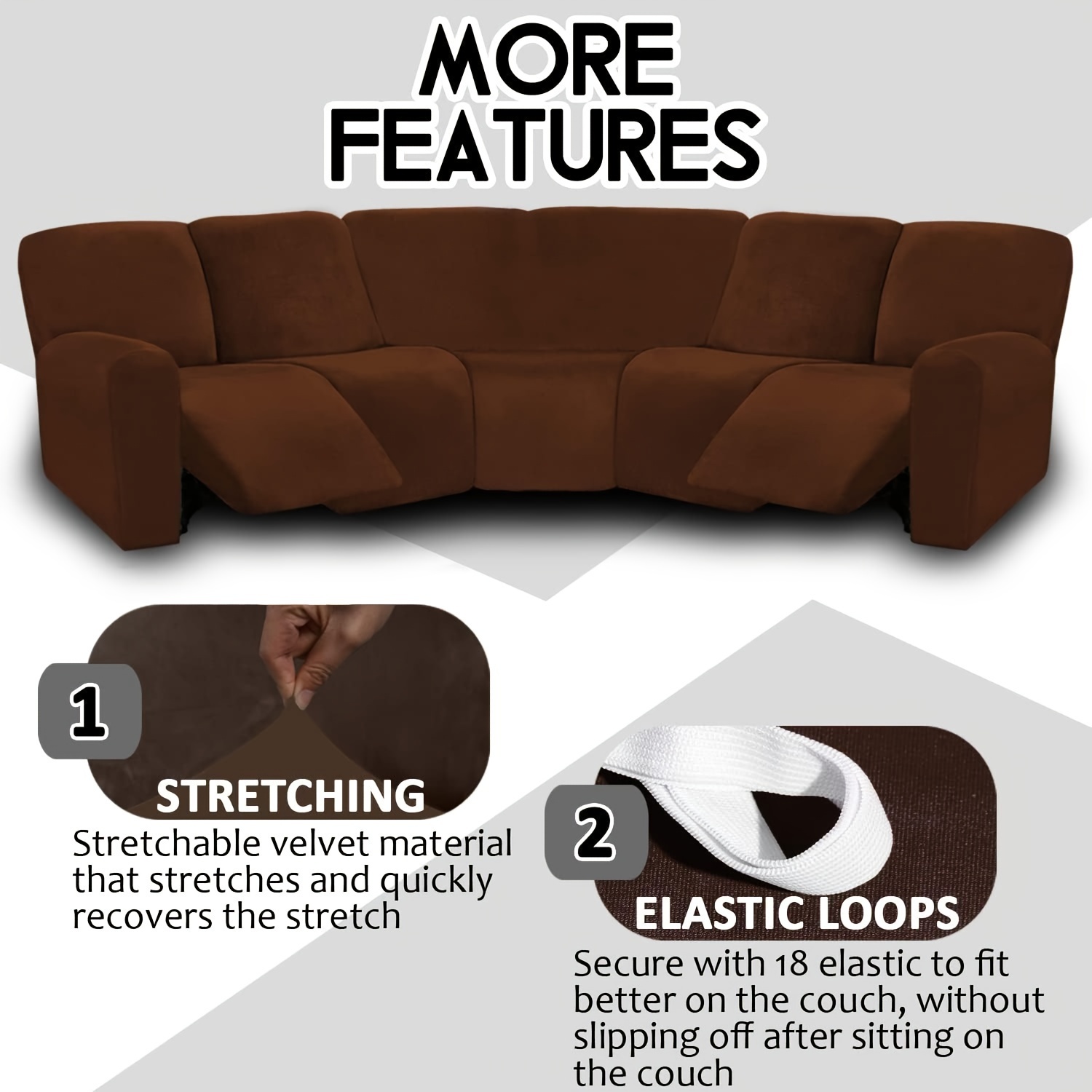 5 Seater Recliner Cover 7 Pcs Recliner Sofa Covers Velvet Stretch