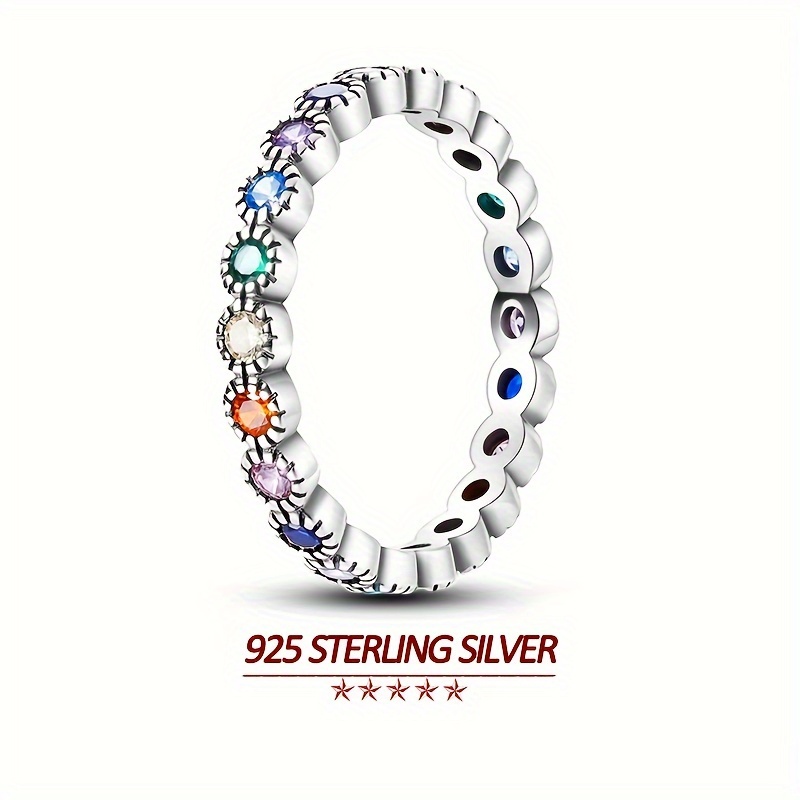 

925 Sterling Silver Rings For Women Luxury Colorful Zirconia Inlaid Elegant Women Ring Jewelry Gift